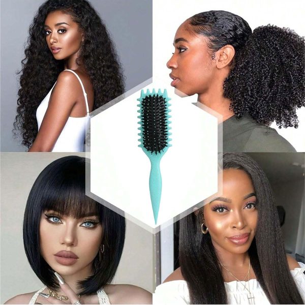 1734331797 ECVV® Bounce Curl Define Styling Brush Premium Curly Hair Brush Wet Dry Detangler Essential Tool for Shaping Perfecting Your CurlsColor GREEN