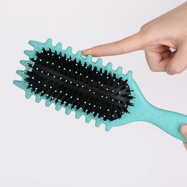 1734331798 ECVV® Bounce Curl Define Styling Brush Premium Curly Hair Brush Wet Dry Detangler Essential Tool for Shaping Perfecting Your CurlsColor GREEN