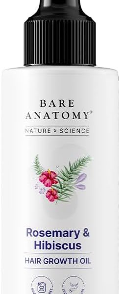 Bare Anatomy Nature x Science Rosemary Hibiscus Hair Growth Oil for Women & Men | Helps Hair Growth & Strengthens Hair | Nourishes Scalp & Controls Hair Fall | Suitable for All Hair Types-100ml