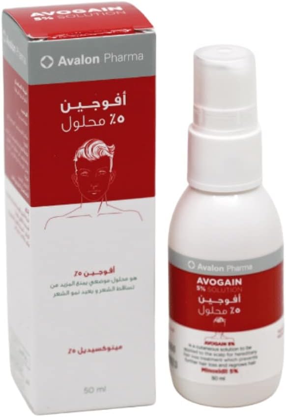 أفوجين بخاخ 5% مينوكسيديل, محلول موضعي يمنع تساقط الشعر ويعيد نموه Avogain 5% Minoxidil solution Prevents hair loss and Improve regrowth 50ml