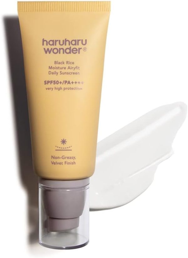 Haruharu Wonder Black Rice Moisture Airyfit Daily Sunscreen For All Skin Type 50Ml, Reef Safe Formula, Non-Greasy Velvet Finish, spf 50