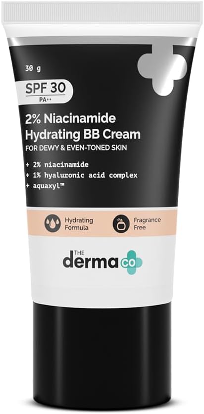 The Derma Co 2% Niacinamide Hydrating Bb Cream With 1% Hyaluronic Acid Complex & Aquaxyl, Medium, Matte, All Skin Type - 30 Gm | 01 - Ivory