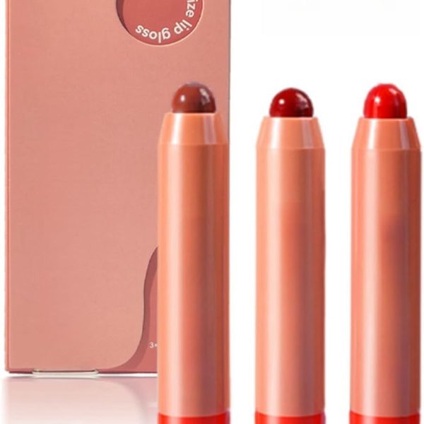 AWDSLUY 3-Color Lipstick Set, Moisturizing Lip Balm Set, Soothing, and Repairing Dry and Chapped Lips, Easy Color Rotating Lipstick Pen Set (Set B)