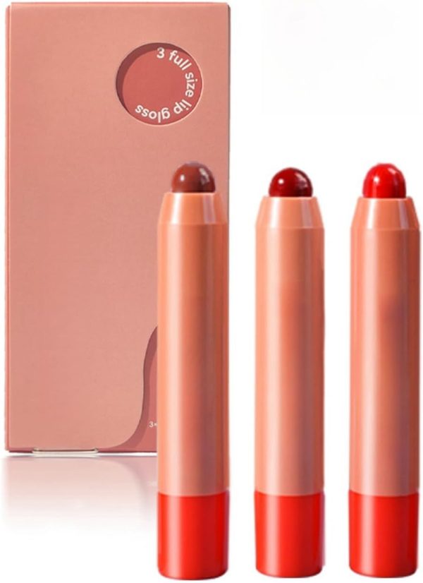 AWDSLUY 3-Color Lipstick Set, Moisturizing Lip Balm Set, Soothing, and Repairing Dry and Chapped Lips, Easy Color Rotating Lipstick Pen Set (Set B)