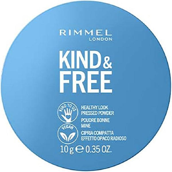 Rimmel KIND & FREE Pressed Powder - Talc-Free Powder Foundation - With Aloe Vera & Tapioca - Cruelty-Free & Vegan - 10g - 35oz, shade 001 Translucent