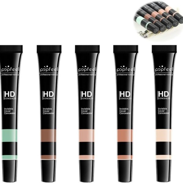 Azonee HD Concealer & Corrector Set, 5 Colors Waterproof Full Coverage Creamy Stick Contour for Dark Circles, Wrinkles, and 3D Face Makeup