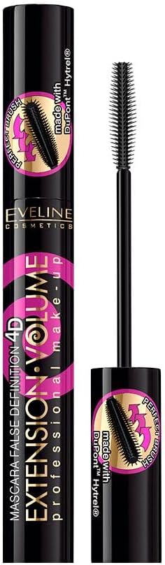 Eveline Cosmetics Extension Volume 4D False Definition Thickening and Separating Long Lash Mascara Black | 10 ML | False Lashes Effect | Perfect Separation | Eyelash Rebuilding