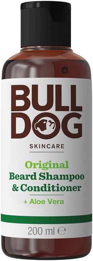 Bull Dog Original 2 in 1 Beard Shampoo & Conditioner For Men, Contains Aloe Vera, Camelina Oil And Green Tea, Deep Cleansing, leaves beard soft, fresh, nourished, and conditioned, Everyday Use, 200ML