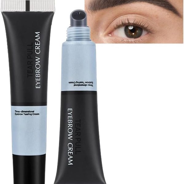 Khazna Peel Off Eyebrow Cream Set, 2 Pcs Natural Color Eye-Brow Gel, Brow Stain Tint Long-Lasting Waterproof Eyebrow, Easy Peel Off Eyebrow Brow Tattoo Makeup, for Woman Girls, Up To 3 Days (BLACK)