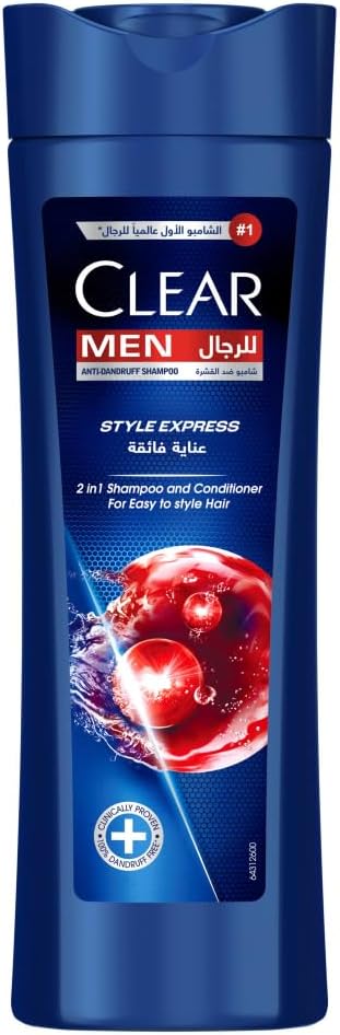 CLEAR 2in1 Shampoo & conditioner for men, anti dandruff shampoo, Style Express, 100% dandruff-free hair^ & nourished scalp, 400ml