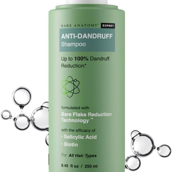 Bare Anatomy Anti Dandruff Shampoo | Reduces Up to 100% Dandruff and Strengthens Hair | Derma Approved Shampoo with Salicylic Acid & Biotin | Shampoo For All Hair types | For Women And Men | 250ml