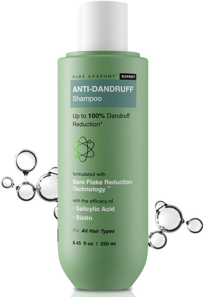 Bare Anatomy Anti Dandruff Shampoo | Reduces Up to 100% Dandruff and Strengthens Hair | Derma Approved Shampoo with Salicylic Acid & Biotin | Shampoo For All Hair types | For Women And Men | 250ml