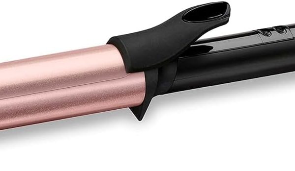 BaByliss Hair Curling Iron, Extensive Wide Reach 32mm Curling Tong Barrel, Ultra-Fast Heat With Led & 6 Temperature Setting 160°C-210°C, 2.5m Ceramics Swivel Cord, C452SDE (Rose Quartz)