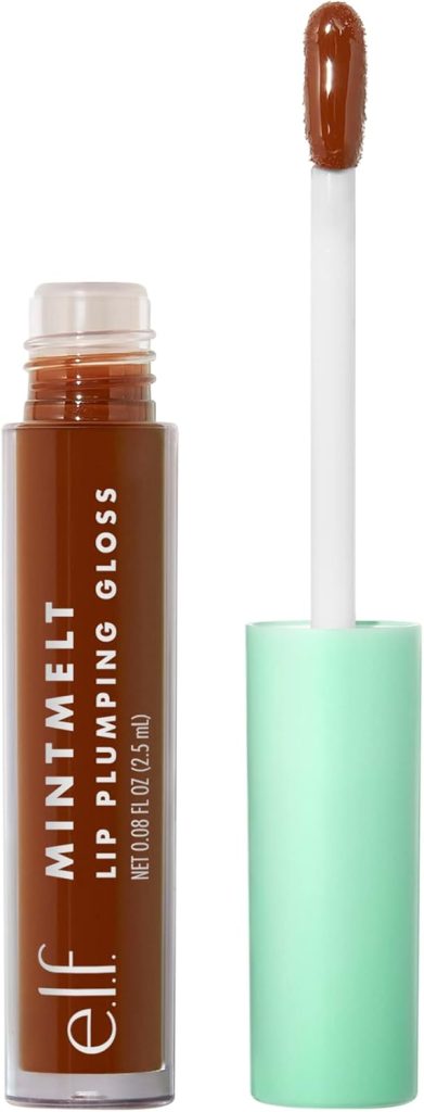 e.l.f. Mint Melt Lip Gloss, High-shine, Hydrating Lip Gloss, Plumps Lips & Creates Subtle, Buildable Color, Vegan & Cruelty-Free, Chocolate Chip