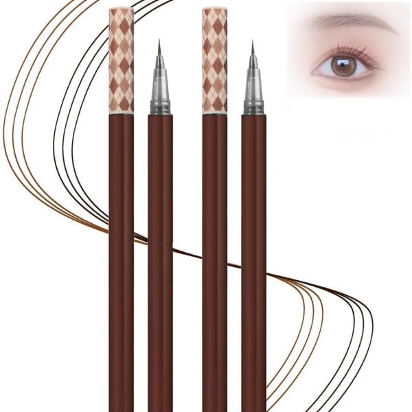 SWIUKPHE 2 Pack Eyebrow Pencils, Ultra-Fine Waterproof Brow Pen, Waterproof, Sweat-Proof, Long-Lasting, Natural, No Dizzy Makeup, Natural Daily Look Perfect for Blondes & Dark Hair (Brown & Gray)