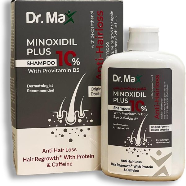 dr MAX Dr. Minoxidil Plus 10% Anti-Hair Loss Shampoo with Provitamin B5 Innovative Double Effective Hair Dandruff-Free Innovative Hair Shampoo Instant Rescue Hair Fall and Hair Growth