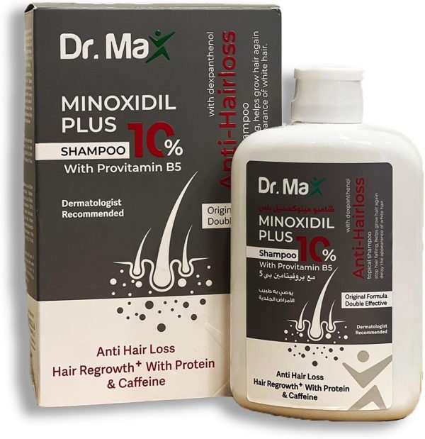 dr MAX Dr. Minoxidil Plus 10% Anti-Hair Loss Shampoo with Provitamin B5 Innovative Double Effective Hair Dandruff-Free Innovative Hair Shampoo Instant Rescue Hair Fall and Hair Growth