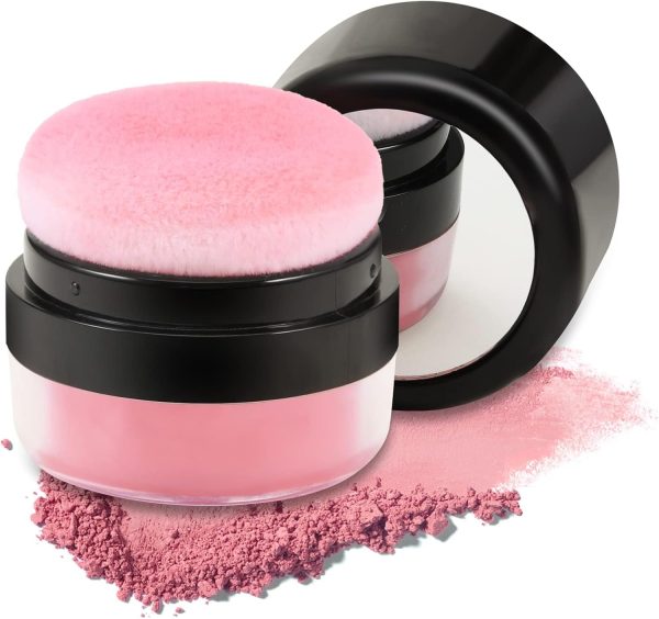 Azonee Loose Powder Blush Air Cushion Blush, Natural Blusher for Cheeks, Highly Pigmented Blush Makeup Easy to Blend Makeup Blushin(Coral Red)