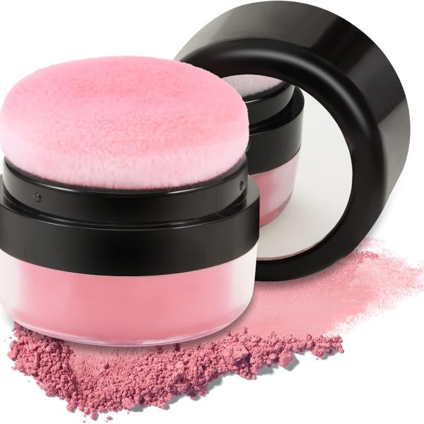 Azonee Loose Powder Blush Air Cushion Blush, Natural Blusher for Cheeks, Highly Pigmented Blush Makeup Easy to Blend Makeup Blushin(Coral Red)