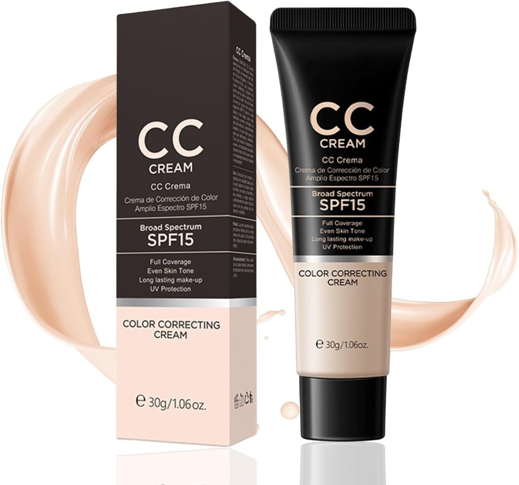 Excefore CC Cream with SPF 15, CC Cream Foundation Colour Correcting Cream, Colour Correcting, Lightweight Hydrating Formula, Imperfection-Covering Corrector, Medium Coverage Foundation