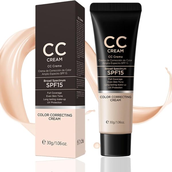 Excefore CC Cream with SPF 15, CC Cream Foundation Colour Correcting Cream, Colour Correcting, Lightweight Hydrating Formula, Imperfection-Covering Corrector, Medium Coverage Foundation