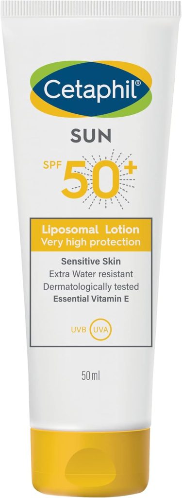 Cetaphil Sun Liposomal Lotion SPF 50+, Face & Body Moisturizer Sunscreen for Sensitive Skin, Very High Protection and Extra Water Resistent, Unscented, 50ml