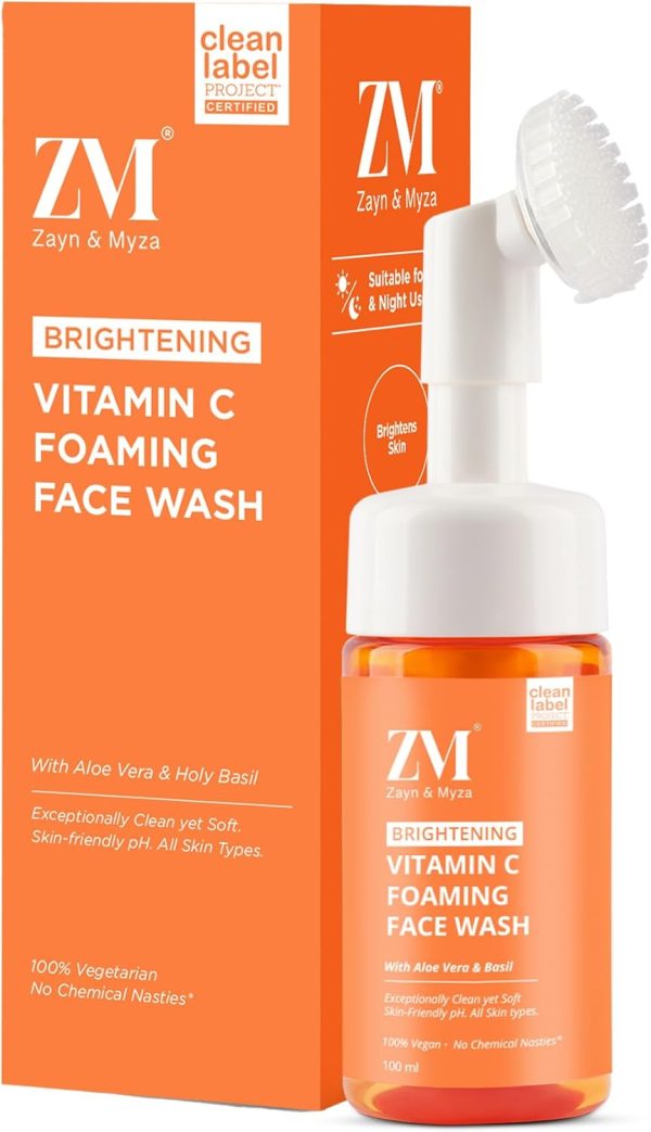 ZM Zayn & Myza Vitamin C Foaming Face Wash For Glowing Skin I Helps Reduce Pigmentation Enlarged Pores No Chemical Nasties Men Women, All Types, 100ml