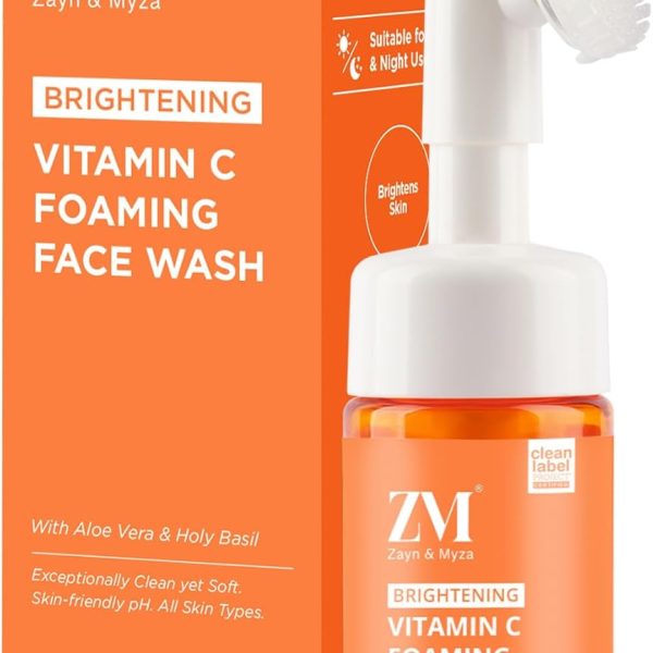 ZM Zayn & Myza Vitamin C Foaming Face Wash For Glowing Skin I Helps Reduce Pigmentation Enlarged Pores No Chemical Nasties Men Women, All Types, 100ml