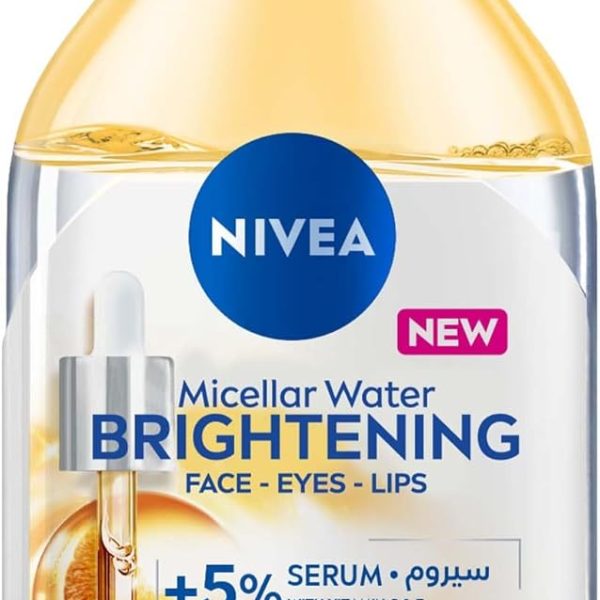 NIVEA Brightening Micellar Water, Cleanses, Brightens & Removes Make Up, Infused with Vitamins C & E, For Dull & Sensitive skin, 400ml