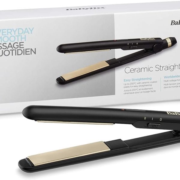 BaByliss Hair Straightener, 25mm Straightening & Multiple Heat Settings, Up To 230°c Temperature With Fast Heat-up Time, Ready To Use In 30 Seconds With Salon-quality Results, ST089SDE (Black)