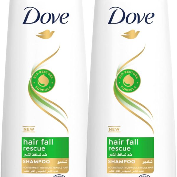 Dove Shampoo for Weak and Fragile Hair, Hair Fall Rescue, Nourishing Care for up to 98 percent less Hair Fall (400ml x 2)