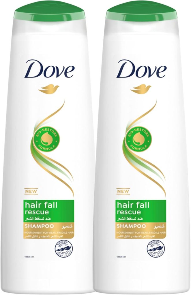 Dove Shampoo for Weak and Fragile Hair, Hair Fall Rescue, Nourishing Care for up to 98 percent less Hair Fall (400ml x 2)