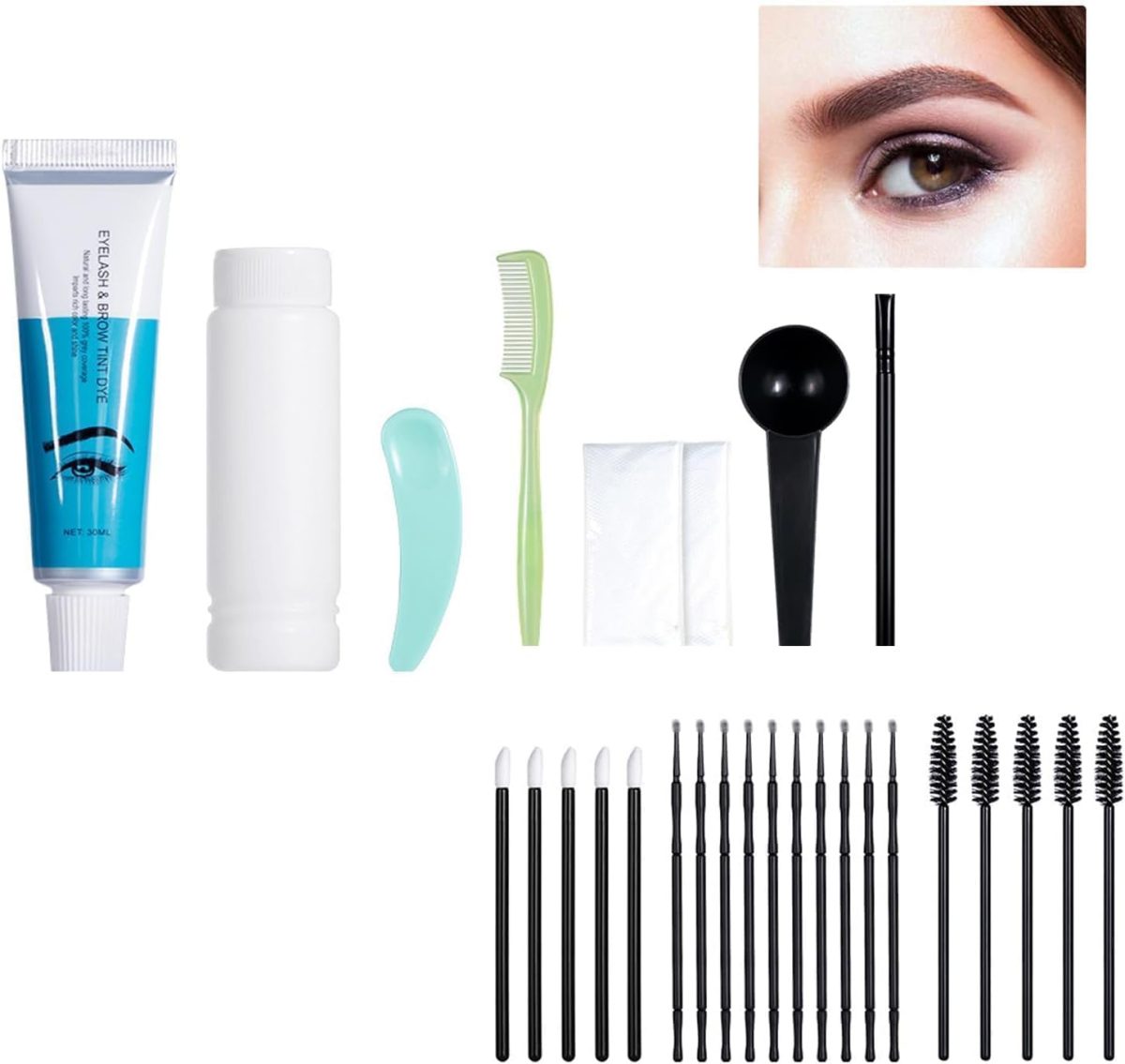 Eyelash and Brow Tint Kit, Natural Volumizing Eyebrow & Eyelash Color Kit, Long-lasting for 4-8 Weeks, Waterproof and Non-fading, DIY Use At Salon Or Home Professional Eyelash Treatment(chest nut)