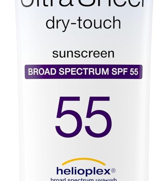 Neutrogena Ultra Sheer Dry-Touch Sunscreen Lotion, Broad Spectrum SPF 55 UVA/UVB Protection, Oxybenzone-Free, Light, Water Resistant, Non-Comedogenic & Non-Greasy, Travel Size, 3 fl. oz