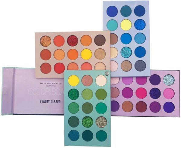 ColorfulLaVie Beauty Glazed Meet You Match 60 Colors Shimmer Matte and Glitter Eye Shadow Tray Soft Creamy Texture Blendable Long Lasting Color Board Travel Size Waterproof Eyeshadow Makeup Palette