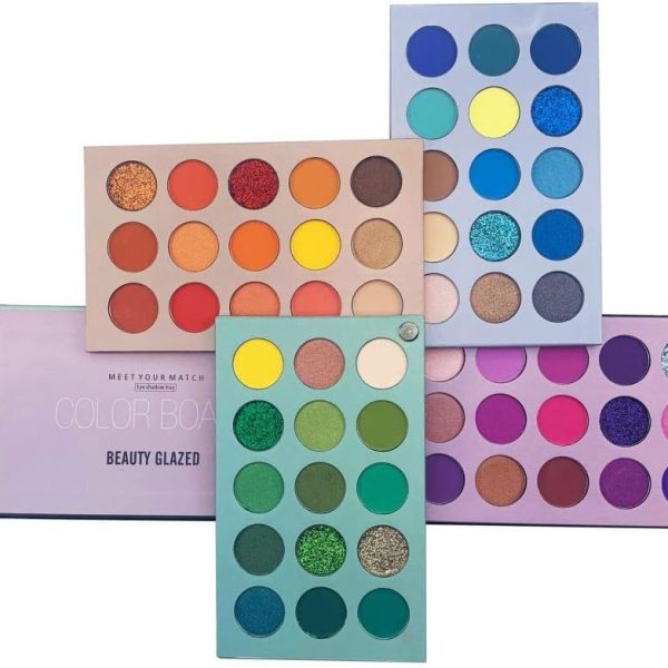 ColorfulLaVie Beauty Glazed Meet You Match 60 Colors Shimmer Matte and Glitter Eye Shadow Tray Soft Creamy Texture Blendable Long Lasting Color Board Travel Size Waterproof Eyeshadow Makeup Palette