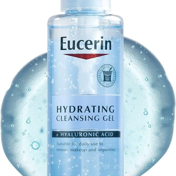 Eucerin Hydrating Cleansing Gel, Daily Facial Cleanser Formulated with Hyaluronic Acid, 6.8 Fl Oz