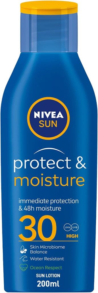 NIVEA SUN Lotion, UVA & UVB Protection, Protect & Moisture, SPF 30, 200ml