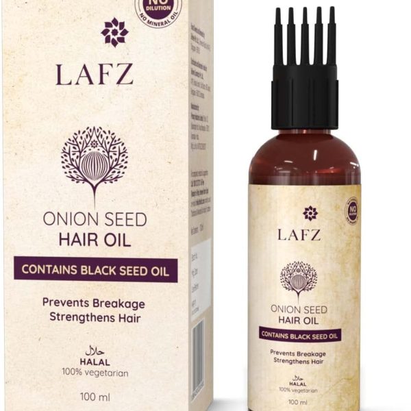 Lafz Onion Seed Hair Oil, Transform dull & weak hair Increases scalp and hair fall and breakage Lightweight oil for Men & Women, Halal & Vegan (Hair oil)