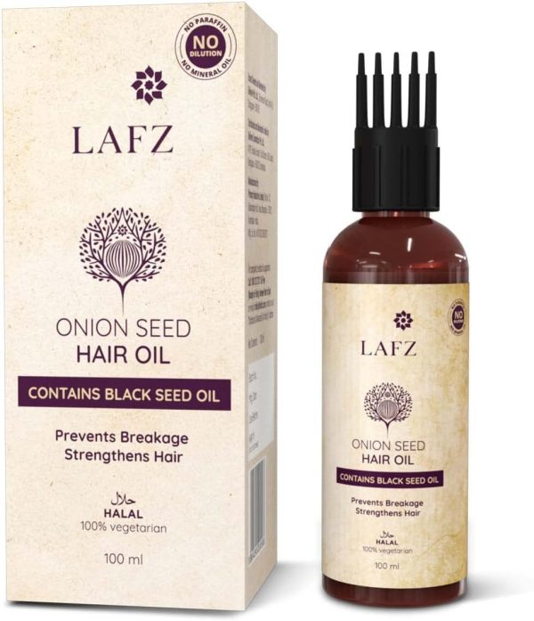 Lafz Onion Seed Hair Oil, Transform dull & weak hair Increases scalp and hair fall and breakage Lightweight oil for Men & Women, Halal & Vegan (Hair oil)