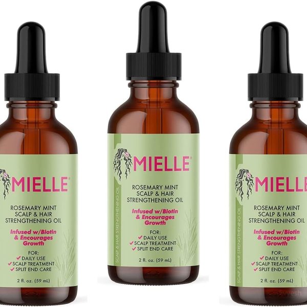 Mielle Organics Mielle/Rosemary Mint/Scalp and Hair Strengthening Oil/Healthy Hair Growth / 2 oz (59ml) / (Pack 3), 59 ml (Pack of 3), 2.0 ounces, 177.44 millilitre, 3