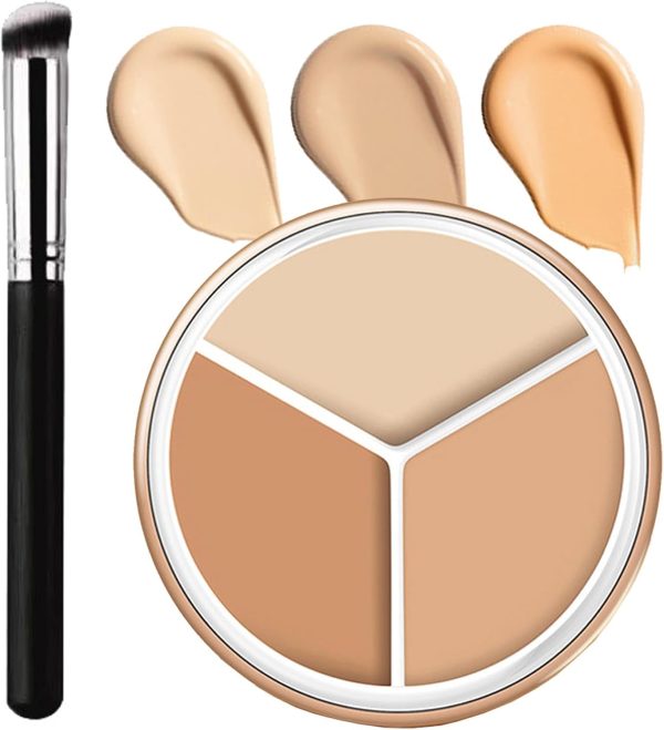 1pcs Cream concealer full coverage Palette,3 Colour Concealer Makeup contour Palette Concealer Stick/Concealer Shadow Pen/Contour Concealer Highlighter Stick Face Brightens & Shades Make Up Tool