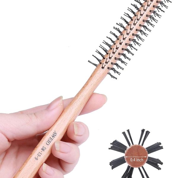 PerfeHair Small Round Barrel Brush for Short Hair, 1 Inch Mini Quiff Roller Comb for Women and Men, Best for Styling Thin Hair, Bangs, Beard