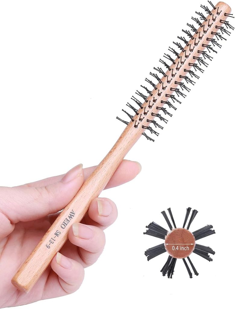 PerfeHair Small Round Barrel Brush for Short Hair, 1 Inch Mini Quiff Roller Comb for Women and Men, Best for Styling Thin Hair, Bangs, Beard