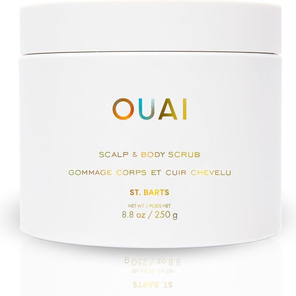 OUAI Scalp & Body Scrub, St. Barts - Exfoliating Body Scrub with Sugar & Coconut Oil Blend for Smooth, Moisturized Skin - Gentle Scalp Scrub for Removing Product Build Up (8.8 Oz)