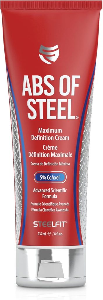 SteelFit Abs of Steel® | Heat-Activated Maximum Definition Cream for Men & Women | Skin Firming Lotion for Sculpting Abs | L-Carnitine Supplement | Pre & Post Workout (8 fl oz)