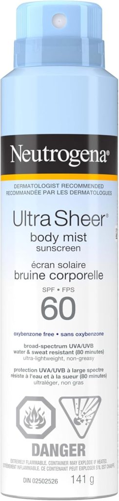 Neutrogena Ultra Sheer SPF 60 Body Mist Sunscreen Spray 141 g