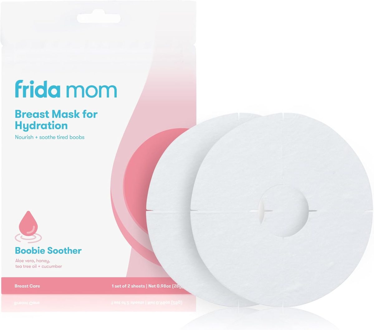 Frida Mom Hydration Packets for Breasts, Hydrate Nipples with Breast Mask Made with Aloe Vera, Honey, Tea Tree Oil, & Cucumber, 2 Sheet Masks