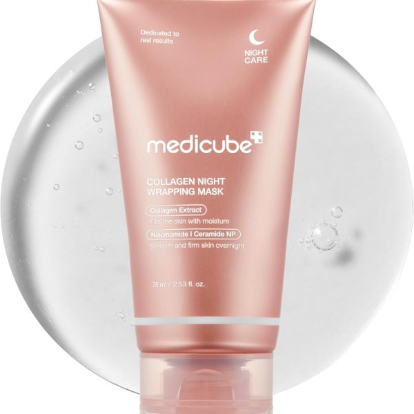 Medicube Collagen Overnight Wrapping Peel Off Facial Mask Pack - Elasticity & Hydration Care, Reduces Sagging & Dullness - Hydrolyzed Collagen For Glowing Skin - Korean Skin Care, 2.53 fl.oz