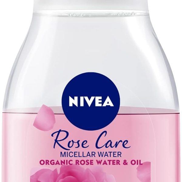 NIVEA Face Micellar Water Makeup Remover, Rose Care Biphase with Organic Rose Water, 100ml